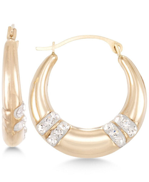 Серьги Macy's Crystal Hoop  in 10k Gold