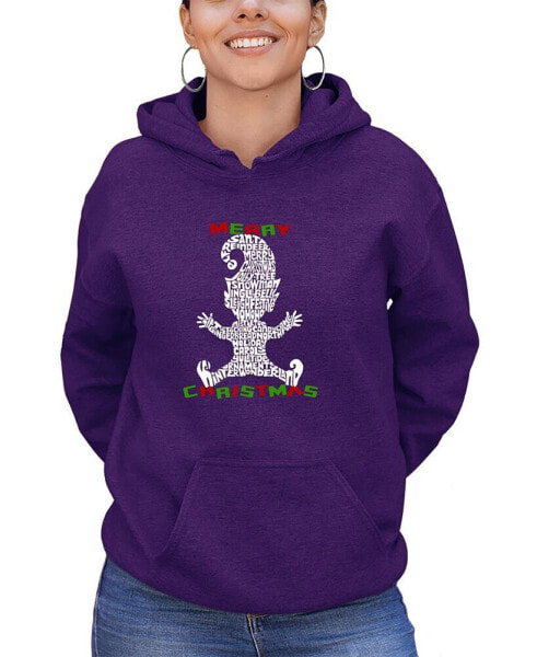 Women's Christmas Elf Word Art Hooded Sweatshirt