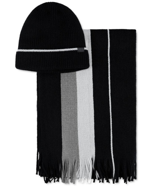 Men's Stripe Beanie & Scarf Set