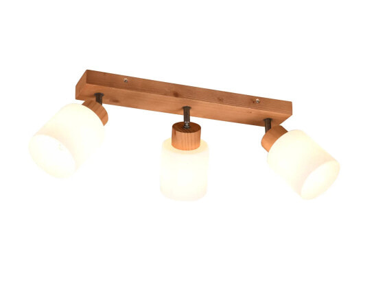 Потолочный светильник MeineWunschleuchte LED с деревянным и стеклянным абажуром, белый, 45см