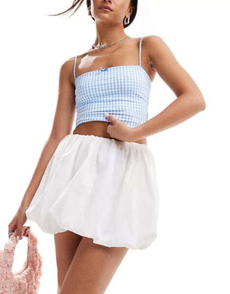 ASOS DESIGN cotton bubble mini skirt in white