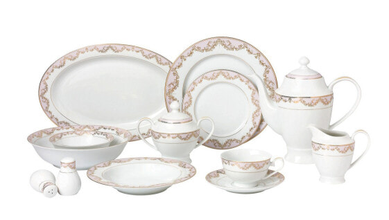 Набор посуды Шедевры Lorren Home Trends Beauty, 57 предметов, сервировка на 8 персон