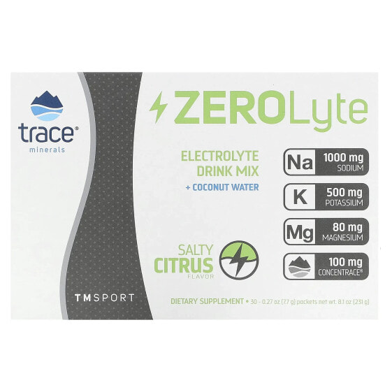 Trace Minerals ®, Смесь для приготовления напитков с электролитами ZeroLyte, соленый цитрус, 30 пакетиков по 7,7 г (0,27 унции)