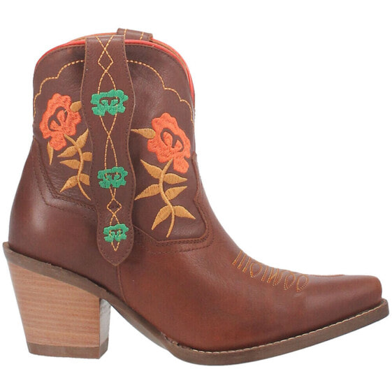Dingo Play Pretty Embroidered Floral Snip Toe Cowboy Booties Womens Size 6 M Cas