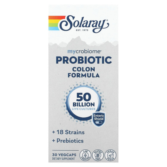 Пробиотики Solaray Mycrobiome Probiotic Colon Formula, 50 миллиардов, 30 вегекапсuly.
