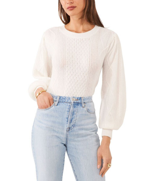Women's Variegated Cables Crew Neck Sweater