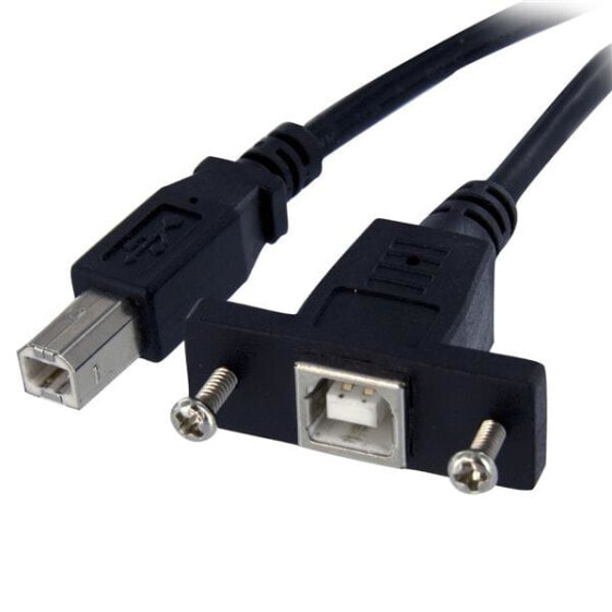 1 ft Panel Mount USB Cable B to B - F/M - 0.3 m - USB B - USB B - USB 2.0 - 480 Mbit/s - Black