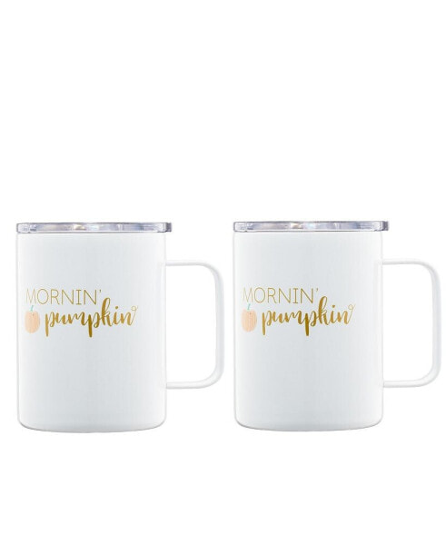 Mornin' Pumpkin Insulated Coffee Mugs, Set of 2