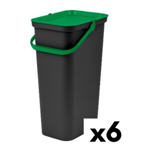 Recycling Waste Bin Tontarelli Moda 24 L Black Green (6 Units)