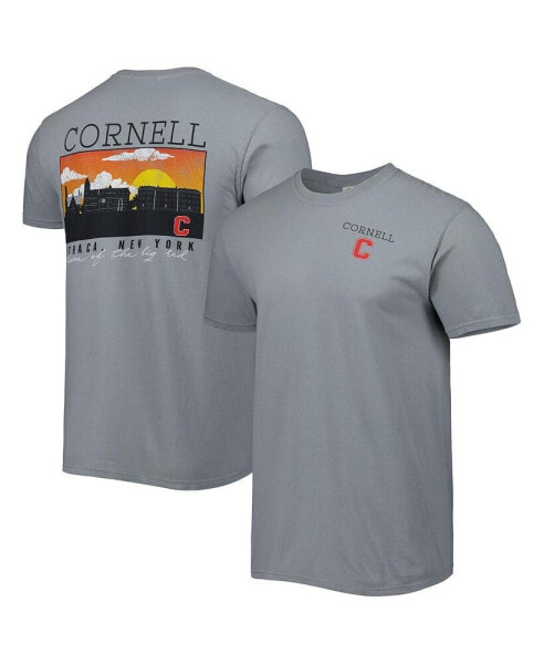 Men's Gray Cornell Big Red Campus Scenery Comfort Color T-shirt