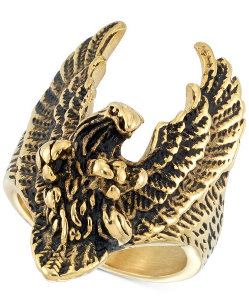 Yellow & Black Ion-Plated Eagle Ring in Stainless Steel
