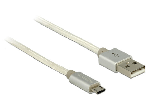 Delock 1m USB 2.0-A/USB 2.0 Micro-B - 1 m - USB A - Micro-USB B - USB 2.0 - Male/Male - White