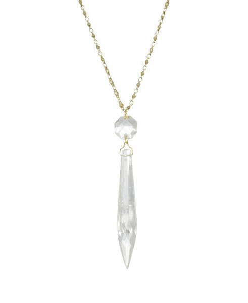 2028 women's Gold Tone Clear Crystal Icicle Necklace