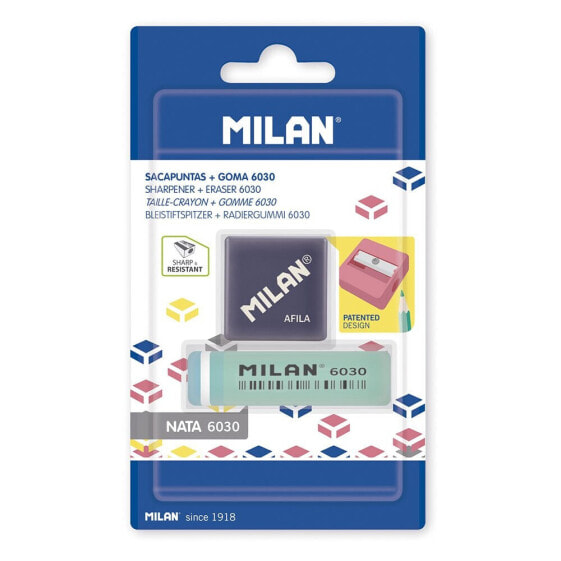 MILAN Blister Pack 1 Afila Pencil Sharpener+1 Eraser