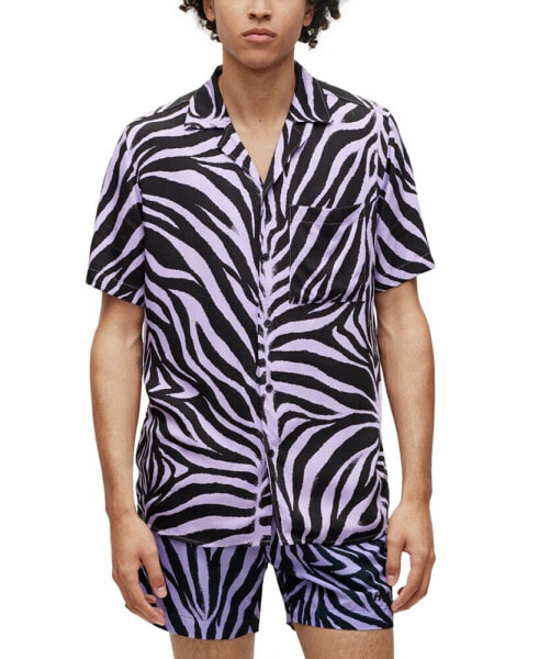 Men's Ellino Regular-Fit Zebra-Print Shirt
