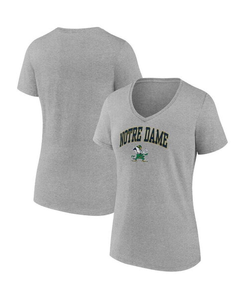 Women's Heather Gray Notre Dame Fighting Irish Evergreen Campus V-Neck T-shirt