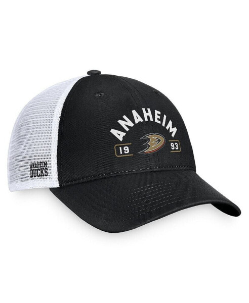 Men's Black/White Anaheim Ducks Free Kick Trucker Adjustable Hat