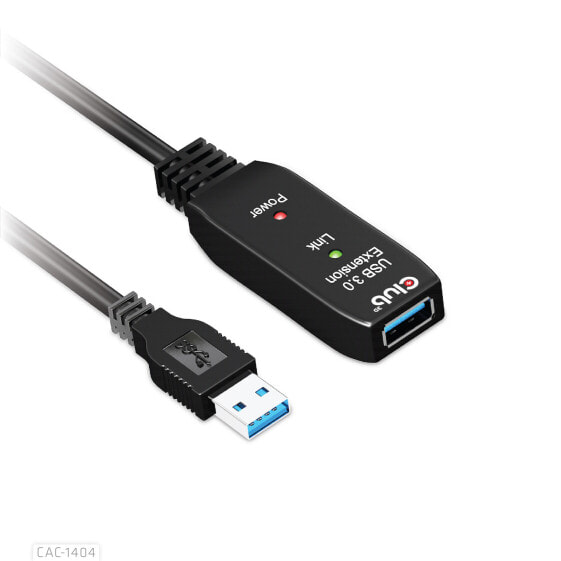 Club 3D USB 3.2 Gen1 Active Repeater Cable 5m/ 16.4 ft M/F 28AWG - 5 m - USB A - USB A - USB 3.2 Gen 1 (3.1 Gen 1) - Black