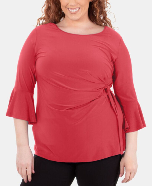 Plus Size Bell-Sleeve Side-Tie Top