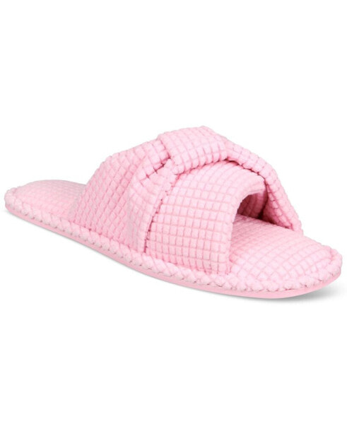 Women's Textured Knot-Top Slippers, Created for Macy's