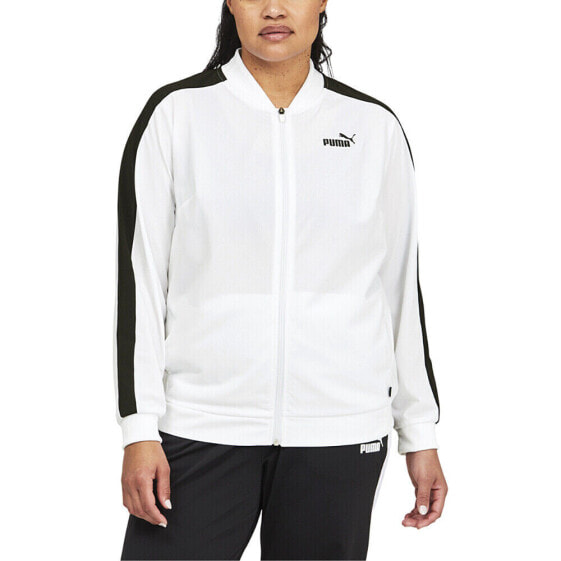 Puma Contrast Tricot Full Zip Jacket Plus Womens Size 1X Casual Athletic Outerw