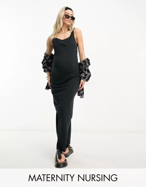 Женское повседневное платье Mama.licious Mamalicious Maternity Maxi-Stillkleid in Schwarz