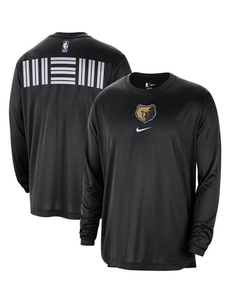 Men's Black Distressed Memphis Grizzlies 2023/24 City Edition Authentic Pregame Performance Long Sleeve Shooting T-shirt
