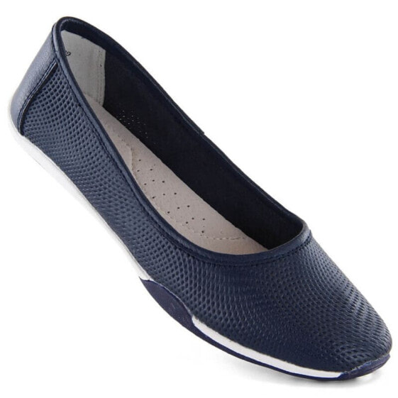 Filippo W PAW322B leather openwork ballet flats, navy blue