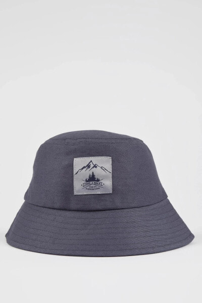 Erkek Etiket Işlemeli Bucket Şapka