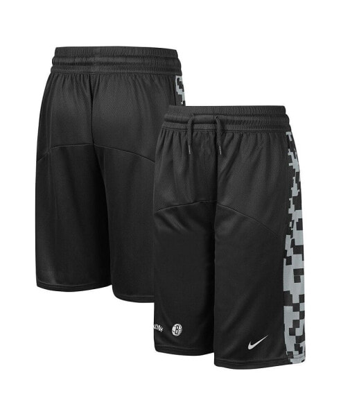 Big Boys Black Brooklyn Nets Courtside Starting Five Team Shorts