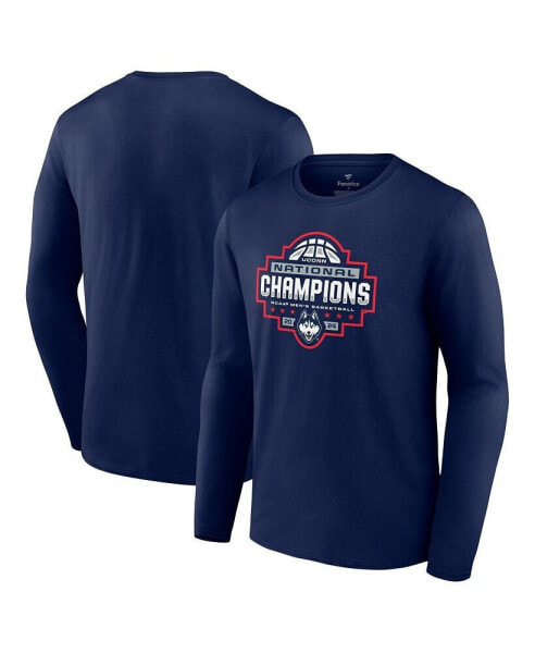 Men's UConn Huskies 2024 NCAA Men's Basketball National Champions Logo Long Sleeve T-Shirt