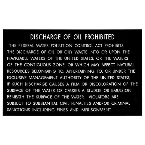 BERNARD ENGRAVING Oil Discharge Plaque