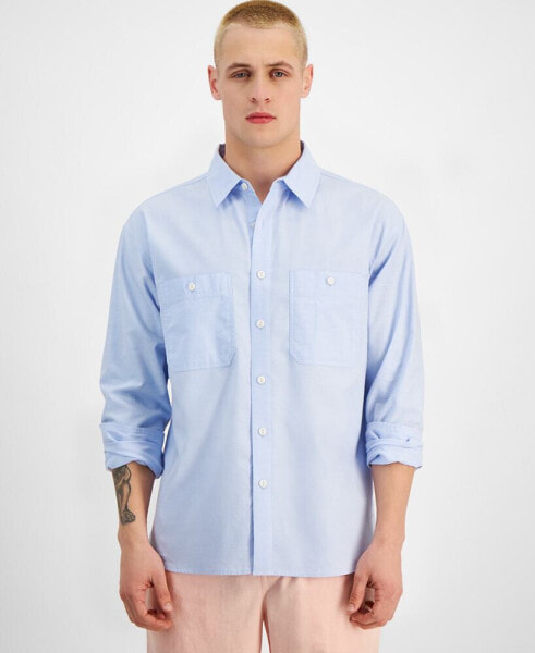 Рубашка мужская Sun + Stone Bruno Oversized Button-Front Long Sleeve, созданная для Macy's