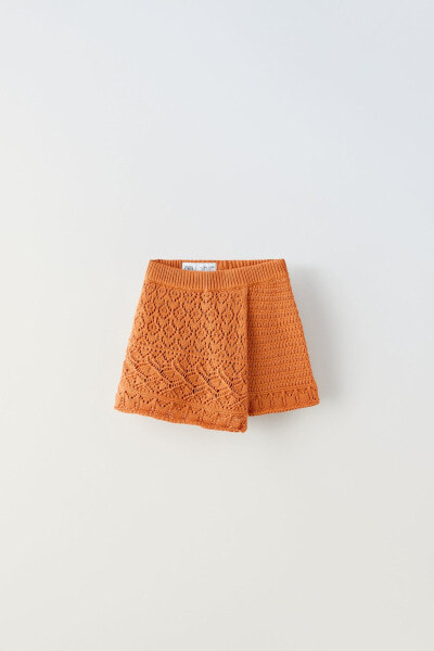 Open-knit bermuda skort