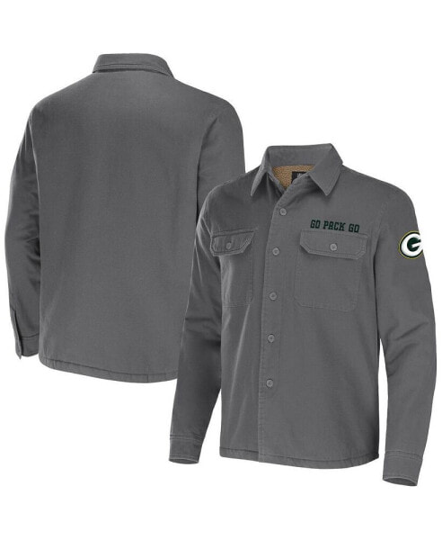Men's NFL x Darius Rucker Collection by Gray Green Bay Packers Canvas Button-Up Shirt Jacket