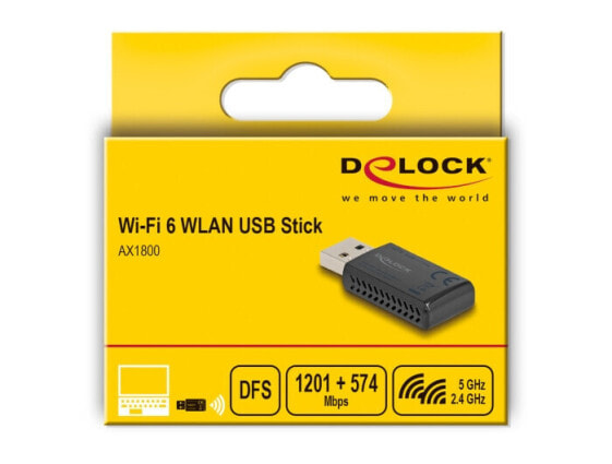Delock Wi-Fi 6 Dualband WLAN USB Stick AX1800 1201+ 574 Mbps - WLAN - 1,775 Mbps