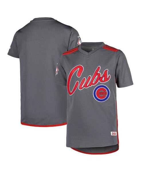 Youth Charcoal Chicago Cubs Team V-Neck Jersey