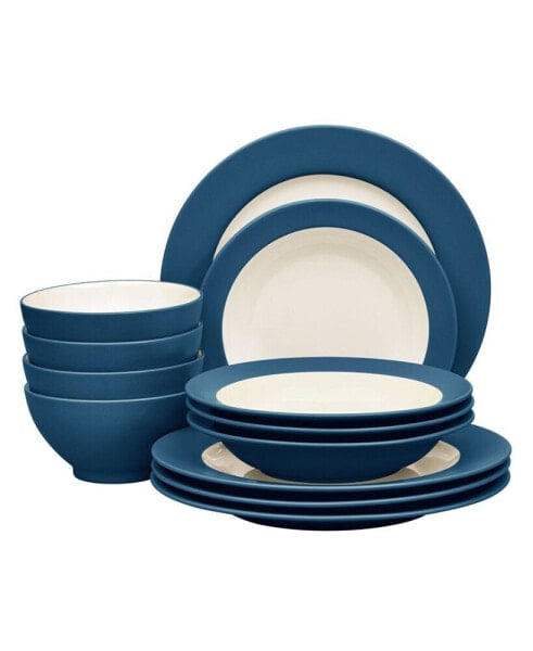 Набор посуды Noritake Colorwave Rim 12 предметов для обеда, комплект на 4 персоны, создан для Macy's.