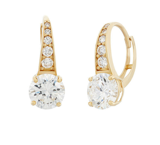 Gold plated earrings with clear zircons SVLE0974XH2GO00