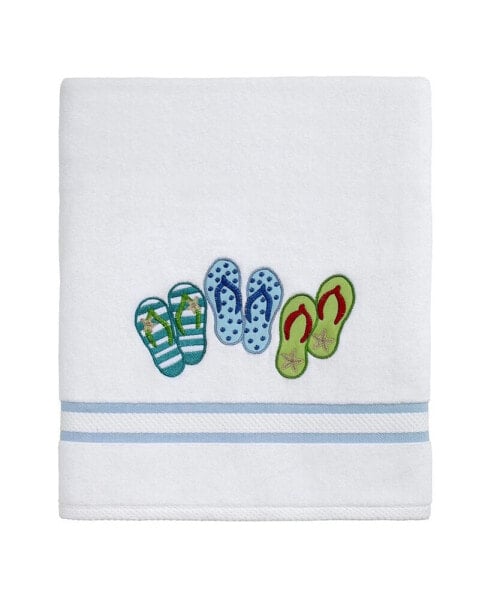 Beach Mode Flip-Flop Motif Cotton Hand Towel, 16" x 28"
