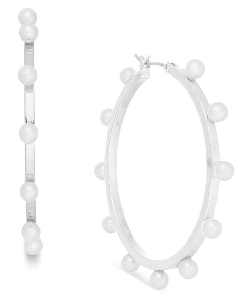 Imitation-Pearl Hoop Earrings, Created for Macy's