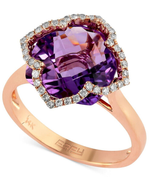 Lavender Rosé by EFFY® Amethyst (5-3/4 ct. t.w.) and Diamond (1/5 ct. t.w.) Clover Ring in 14k Rose Gold