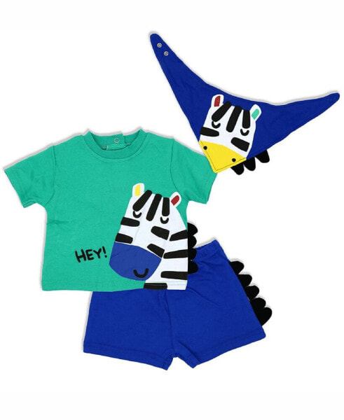 Комплект для малышей Lily & Jack с футболкой, шортами и слюнявчиком в полоску Zebra, 3 шт.