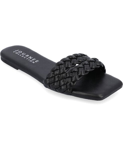 Women's Sawyerr Tru Comfort Foam Wide Width Dual Braided Band Slide Sandals