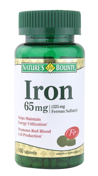 Natures Bounty Iron Сульфат железа 65 мг 100 таблеток 735₽