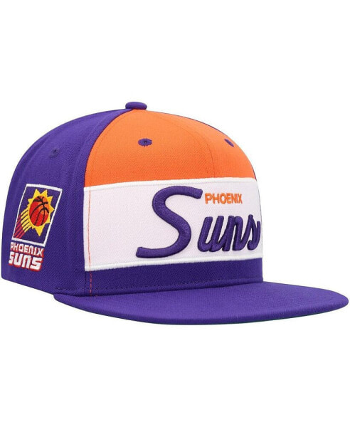 Men's White, Purple Phoenix Suns Retro Sport Colorblock Script Snapback Hat