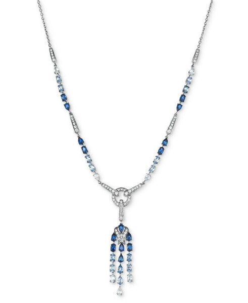 Denim Ombré Sapphire (7-1/20 ct. t.w.) & White Sapphire (2-3/4 ct. t.w.) Chandelier 19" Lariat Necklace in 14k White Gold