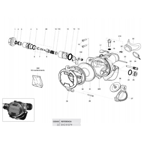 CRESSI Ellipse Lid Hinge Pin