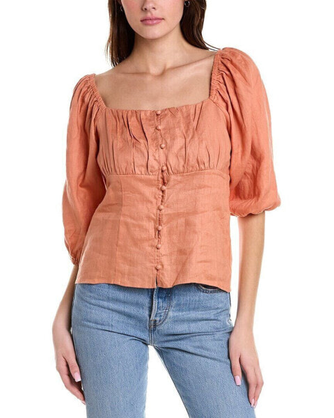 We Are Kindred Lucia Linen Top Women's Orange 2