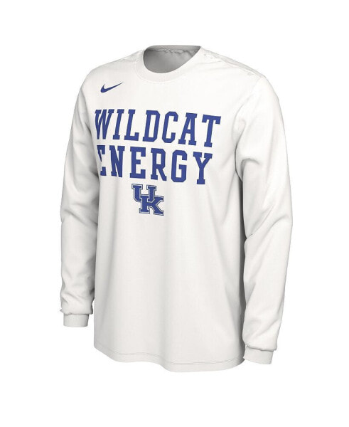 Men's White Kentucky Wildcats 2024 On Court Bench Long Sleeve T-shirt